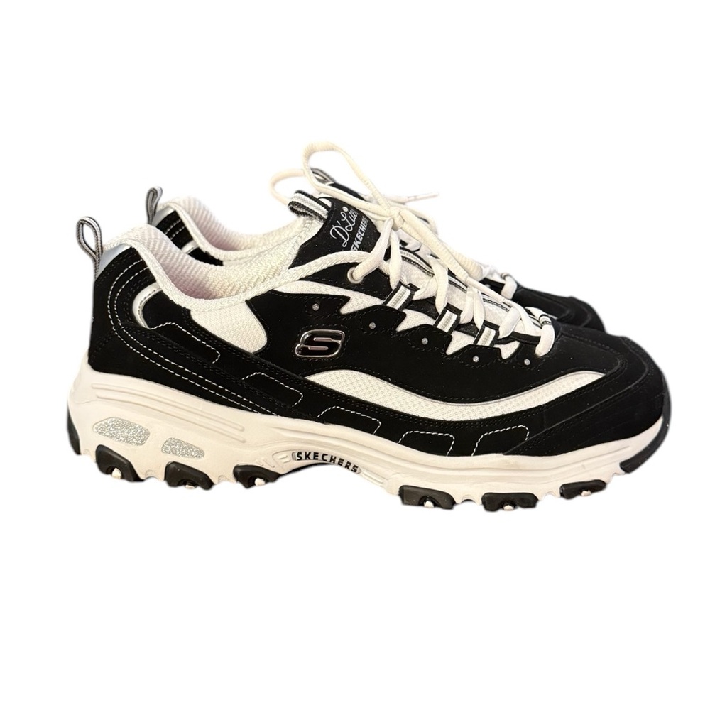 Skechers D'Lites - Biggest Fan Black and White Women's Sneakers Size 11
